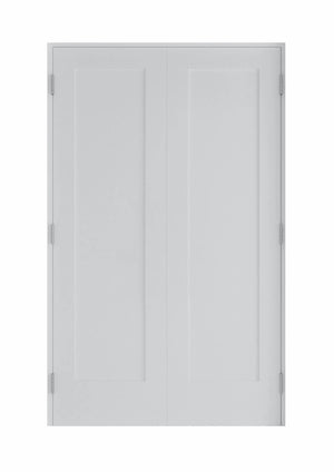 60 in x 80 in Bi-Parting Solid Core White Primed Composite Double Prehung French Door With Catch Ball Bronze Hinges