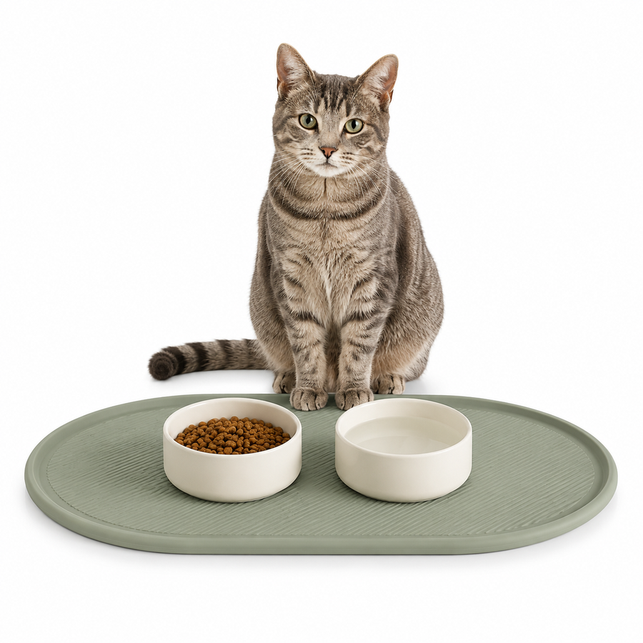 SageRipple Oval Waterproof Pet Feeding Mat