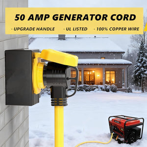 50 Feet 50 Amp RV/Generator Cord, 6/3+8/1 Gauge STW Wire - NEMA 14-50P To SS2-50R