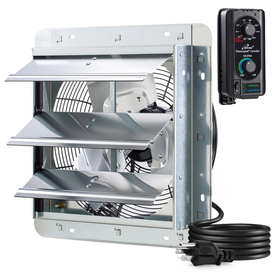12-Inch Wall-Mounted Exhaust Fan With Thermostat, 960 CFM, 115V