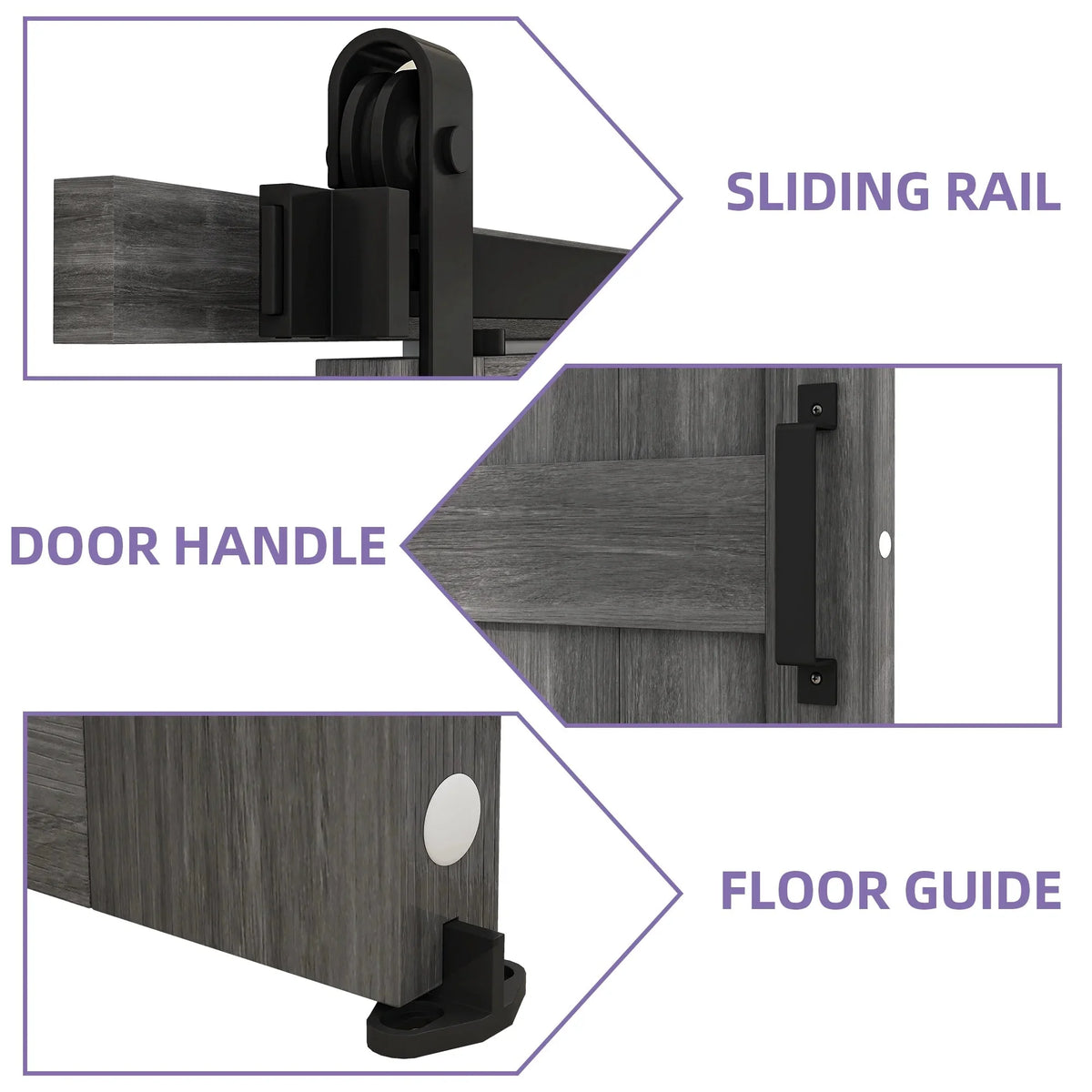 Uforic Sliding Barn Door With Hardware Kit, 48 x 84 in, Gray