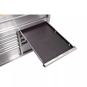 72 in. 18-Drawer 24 in. D Mobile Workbench With Solid Wood Top - Stainless Steel