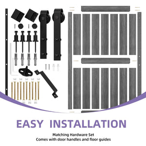 Uforic Sliding Barn Door With Hardware Kit, 48 x 84 in, Gray