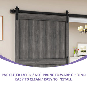 Uforic Sliding Barn Door With Hardware Kit, 48 x 84 in, Gray