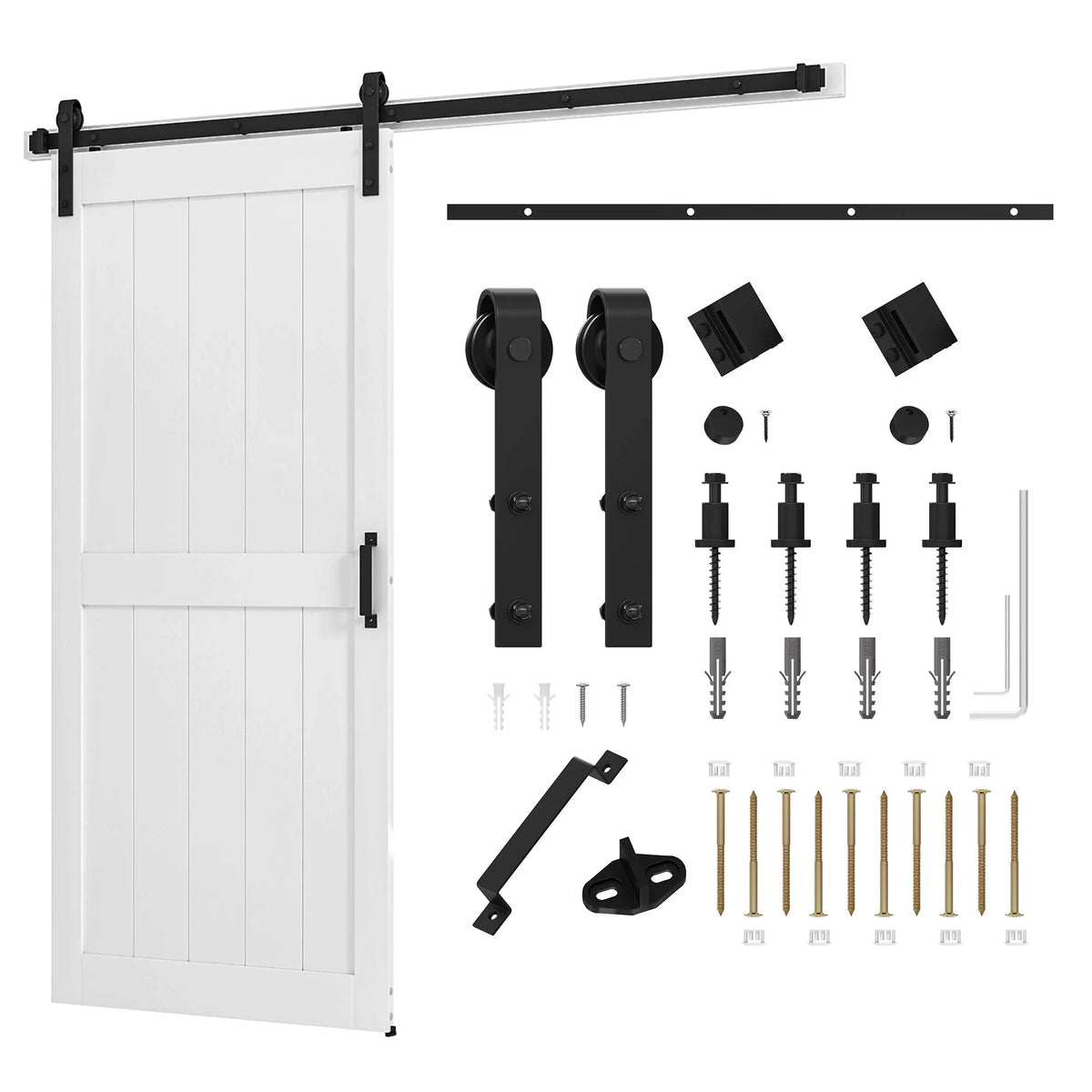Uforic Sliding Barn Door With Hardware Kit, 48 x 84 in, Gray