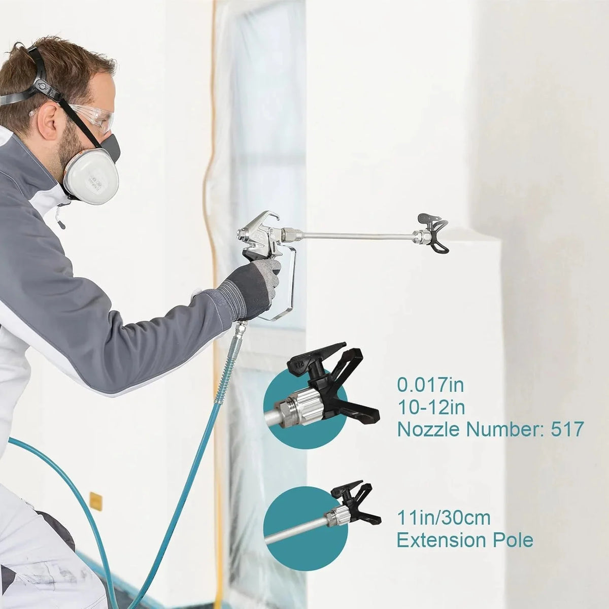 Telyswee Airless Paint Sprayer, 750W, 3300 PSI, Blue