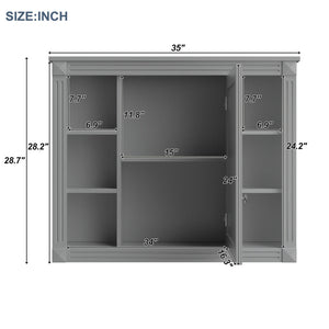 36'' Bathroom Vanity Set With Ceramic Sink Top, Mirror Cabinet, 2 Doors And 2 Drawers - Gray